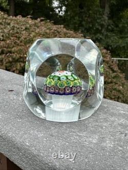 Vintage Murano Fratelli Toso Art Glass Paperweight Millefiori Mushroom Torsade
