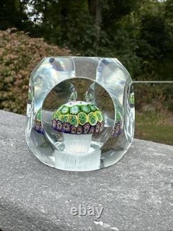 Vintage Murano Fratelli Toso Art Glass Paperweight Millefiori Mushroom Torsade