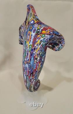 Vintage Murano Fratelli Toso Millefiori Glass Cornucopia Vase 8 3/4 Stunning