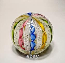 Vintage Murano Fratelli Toso Zanfirico Latticino Glass Paperweight Twist Ribbon