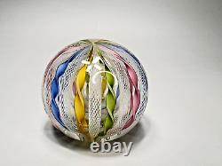 Vintage Murano Fratelli Toso Zanfirico Latticino Glass Paperweight Twist Ribbon