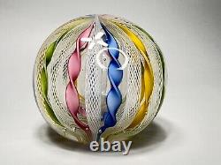 Vintage Murano Fratelli Toso Zanfirico Latticino Glass Paperweight Twist Ribbon