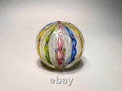 Vintage Murano Fratelli Toso Zanfirico Latticino Glass Paperweight Twist Ribbon