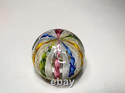 Vintage Murano Fratelli Toso Zanfirico Latticino Glass Paperweight Twist Ribbon