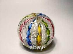 Vintage Murano Fratelli Toso Zanfirico Latticino Glass Paperweight Twist Ribbon