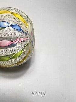 Vintage Murano Fratelli Toso Zanfirico Latticino Glass Paperweight Twist Ribbon