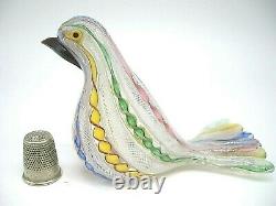 Vintage Murano Fratelli Toso latticino zanfirico gold aventurine glass bird dove