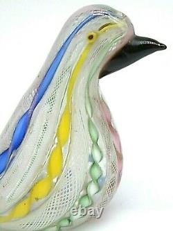 Vintage Murano Fratelli Toso latticino zanfirico gold aventurine glass bird dove