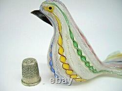 Vintage Murano Fratelli Toso latticino zanfirico gold aventurine glass bird dove