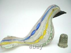 Vintage Murano Fratelli Toso latticino zanfirico gold aventurine glass bird dove