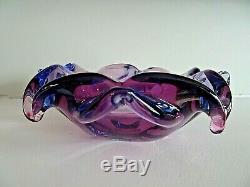 Vintage Murano Freeform Art Glass Alexandrite Lilac Petal Bowl
