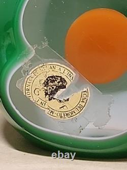 Vintage Murano GREEN BIRD Orange Sommerso Italian Glass Paperweight Sculpture