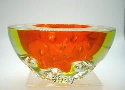 Vintage Murano Galliano FERRO millebolle dimpled divot uranium glass geode bowl