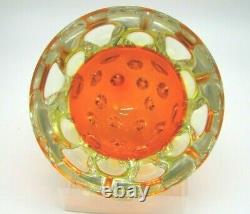 Vintage Murano Galliano FERRO millebolle dimpled divot uranium glass geode bowl