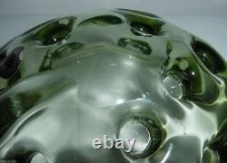 Vintage Murano Galliano FERRO millebolle dimpled divot uranium glass geode bowl