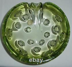 Vintage Murano Galliano FERRO millebolle dimpled divot uranium glass geode bowl