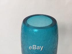 Vintage Murano Galliano Ferro Art Glass Aqua Blue Vase, 8 1/4 Tall x 3 Widest