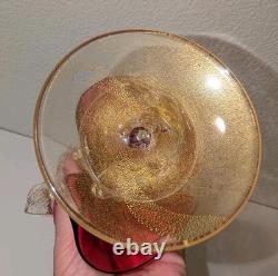 Vintage Murano Glass 10 Venetian Man Goldonian Tambourine Figure Red Gold