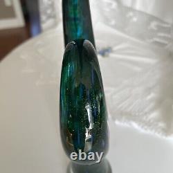 Vintage Murano Glass 13.5 Abstract Sculpture on Glass Base in Blue Green Mauve