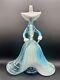 Vintage Murano Glass 13 Lady Sculpture Turquoise With Opalescent, White