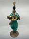 Vintage Murano Glass 14 Figure Black Moroccan Man Turban Fruit Bowl Turquoise