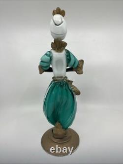 Vintage Murano Glass 14 Figure Black Moroccan Man Turban Fruit Bowl Turquoise