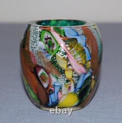 Vintage Murano Glass AVEM Byzantino Tutti Frutti Vase Repaired 2 3/4 0153