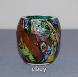 Vintage Murano Glass AVEM Byzantino Tutti Frutti Vase Repaired 2 3/4 0153