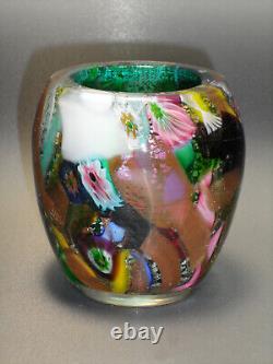 Vintage Murano Glass AVEM Byzantino Tutti Frutti Vase Repaired 2 3/4 0153