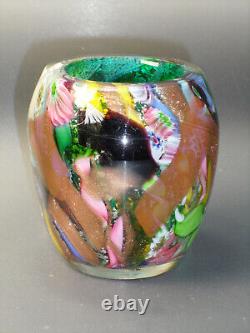 Vintage Murano Glass AVEM Byzantino Tutti Frutti Vase Repaired 2 3/4 0153