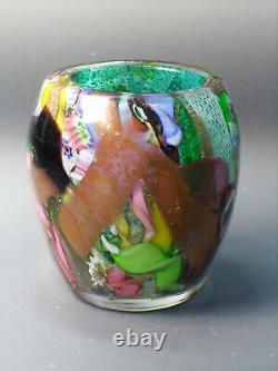 Vintage Murano Glass AVEM Byzantino Tutti Frutti Vase Repaired 2 3/4 0153