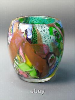 Vintage Murano Glass AVEM Byzantino Tutti Frutti Vase Repaired 2 3/4 0153