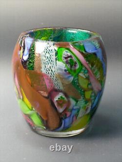 Vintage Murano Glass AVEM Byzantino Tutti Frutti Vase Repaired 2 3/4 0153