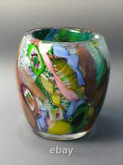 Vintage Murano Glass AVEM Byzantino Tutti Frutti Vase Repaired 2 3/4 0153