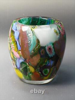 Vintage Murano Glass AVEM Byzantino Tutti Frutti Vase Repaired 2 3/4 0153