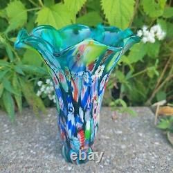 Vintage Murano Glass Amber Millefiori 6'' Lily Lamp Shade