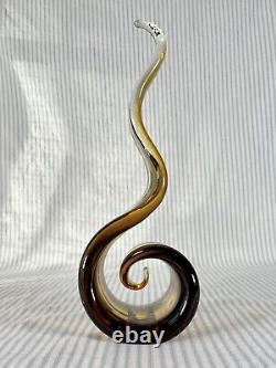 Vintage Murano Glass Amber Swirl Bookends