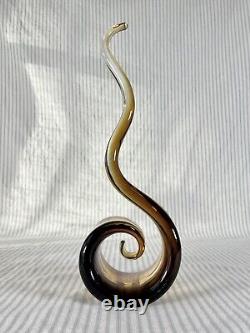 Vintage Murano Glass Amber Swirl Bookends