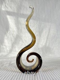 Vintage Murano Glass Amber Swirl Bookends