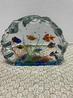Vintage Murano Glass Aquarium 6 Fish Amazing colors Made in Italy Rare