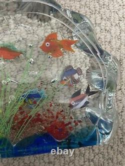 Vintage Murano Glass Aquarium 6 Fish Amazing colors Made in Italy Rare