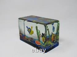 Vintage Murano Glass Aquarium Block 6x4x3inch AMAZING Art Underwater Scene -NICE