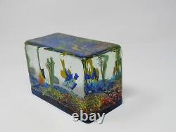 Vintage Murano Glass Aquarium Block 6x4x3inch AMAZING Art Underwater Scene -NICE