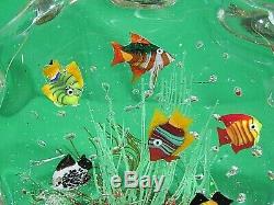 Vintage Murano Glass Aquarium Fish Paperweight With Original Label