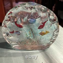Vintage Murano Glass Aquarium Sculpture. Handcrafted Tropical Fish 6x 7 Heavy