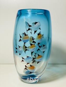 Vintage Murano Glass Aquarium Vase Fish Under Water 8 1/2 22cm