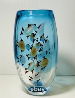 Vintage Murano Glass Aquarium Vase Fish Under Water 8 1/2 22cm
