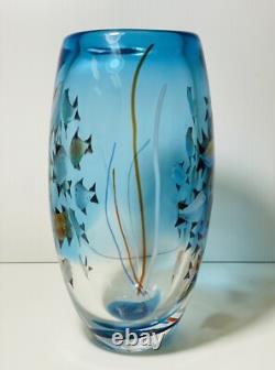 Vintage Murano Glass Aquarium Vase Fish Under Water 8 1/2 22cm