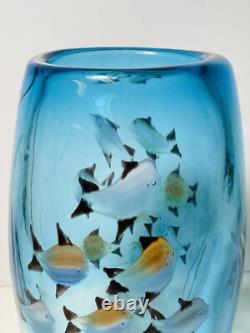Vintage Murano Glass Aquarium Vase Fish Under Water 8 1/2 22cm