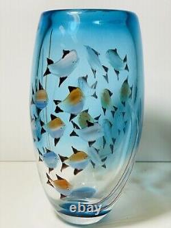 Vintage Murano Glass Aquarium Vase Fish Under Water 8 1/2 22cm